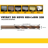 Vrták HSS-Co 5%   3,5x039/070mm DIN338 OREN